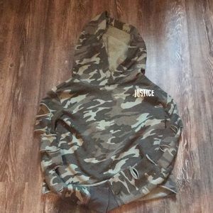 justice camo slitted sleeve crop top girls size 10